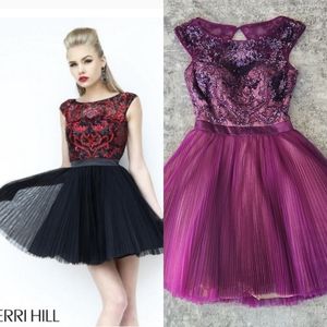 Sherri Hill Short Beaded Purple Dress Size 4